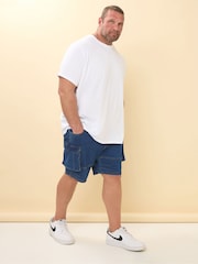 Blau - BadRhino Big & Tall Elasticated Cargo Denim Shorts - Bild 4 von 6