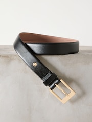 Black/Gold Tone Premium Made In Italy Leather Belt - Image 1 of 3