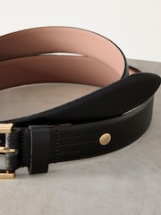 Black/Gold Tone Premium Made In Italy Leather Belt - Image 2 of 3