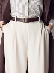 Chocolate Brown Premium Made In Italy Leather Belt - Image 1 of 4