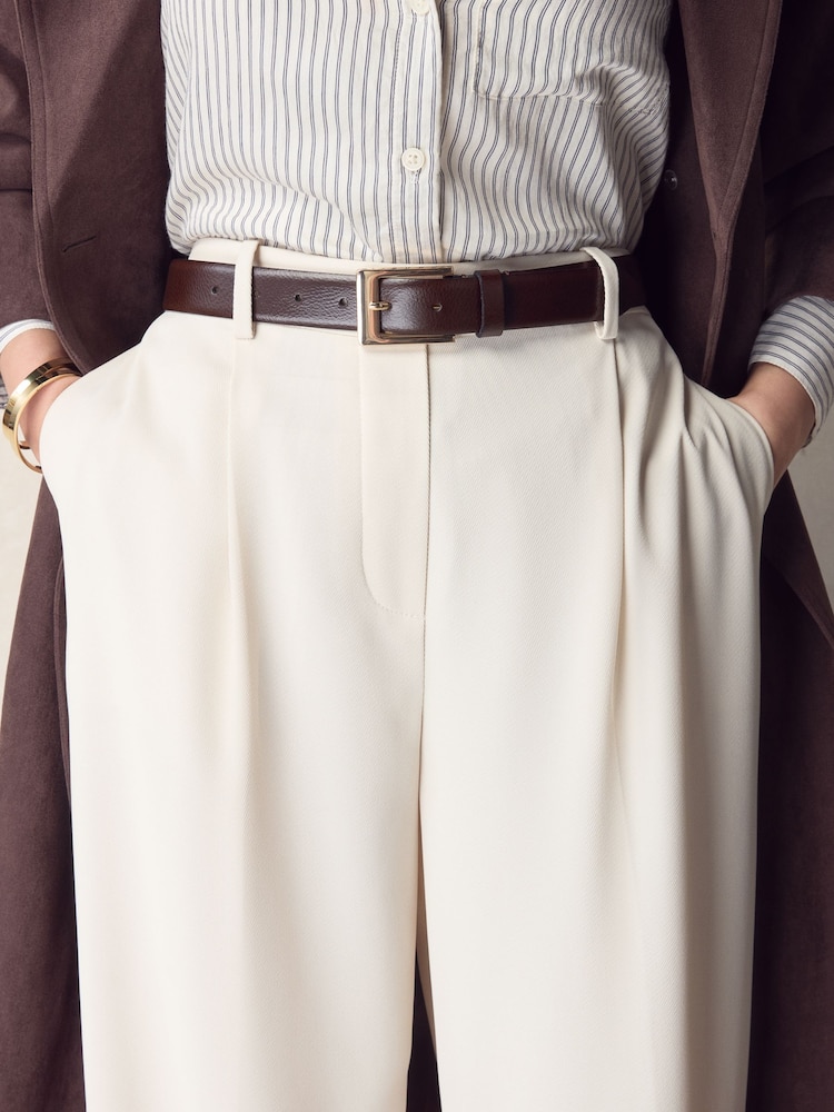 Chocolate Brown Premium Made In Italy Leather Belt - Image 1 of 4