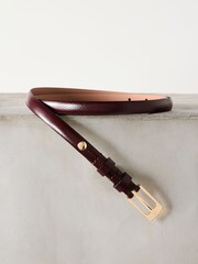 Berry Red Skinny Premium Made In Italy Leather Belt - Image 1 of 3