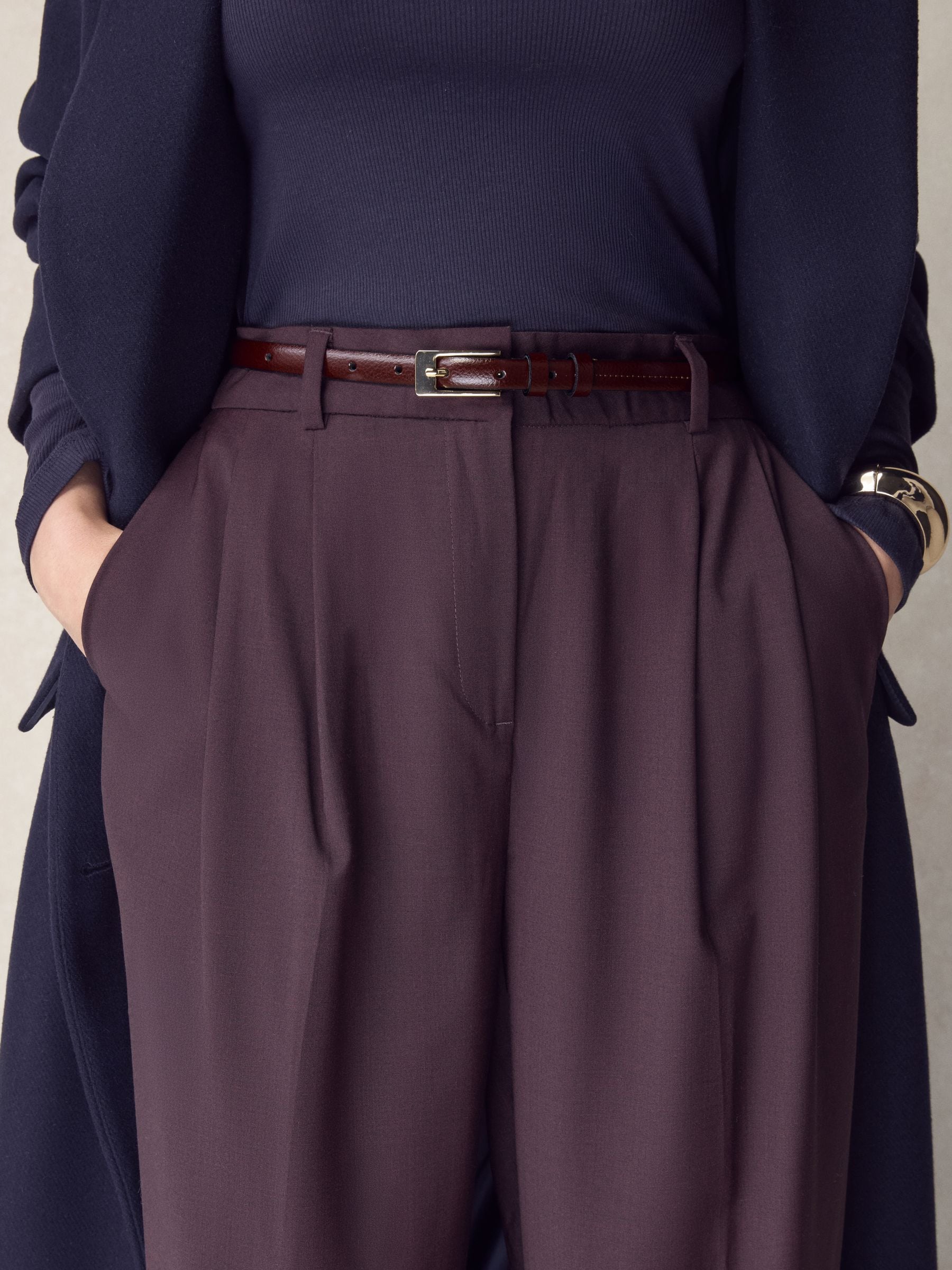 Buy Burgundy Red N. Premium Skinny Made In Italy Leather Belt from