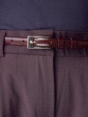 Berry Red Skinny Premium Made In Italy Leather Belt - Image 4 of 7