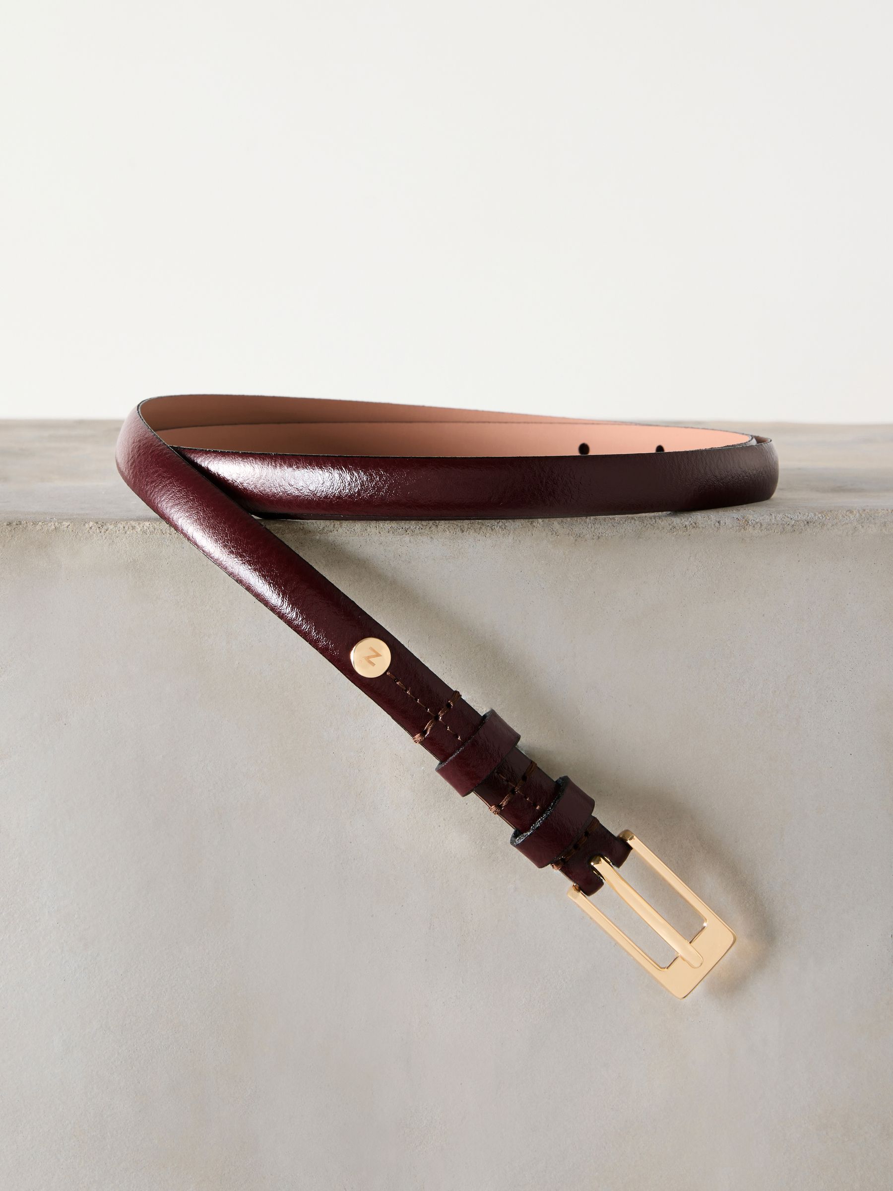 Buy Berry Red N. Premium Skinny Made In Italy Leather Belt from