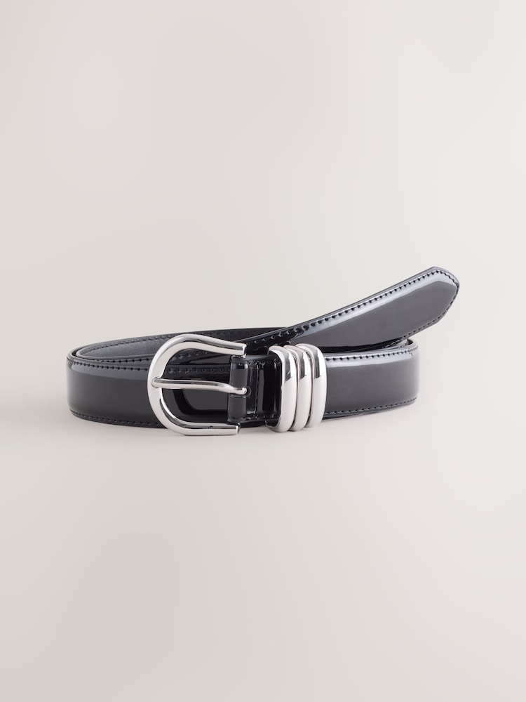Black High Shine Regular PU Belt - Image 1 of 3