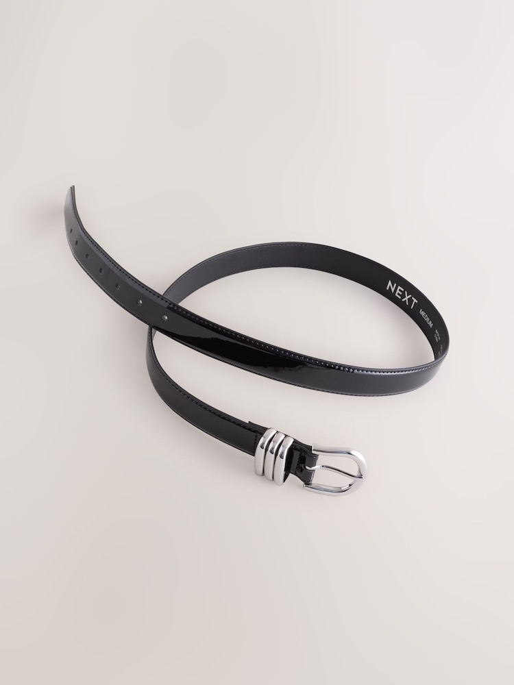 Black High Shine Regular PU Belt - Image 2 of 3