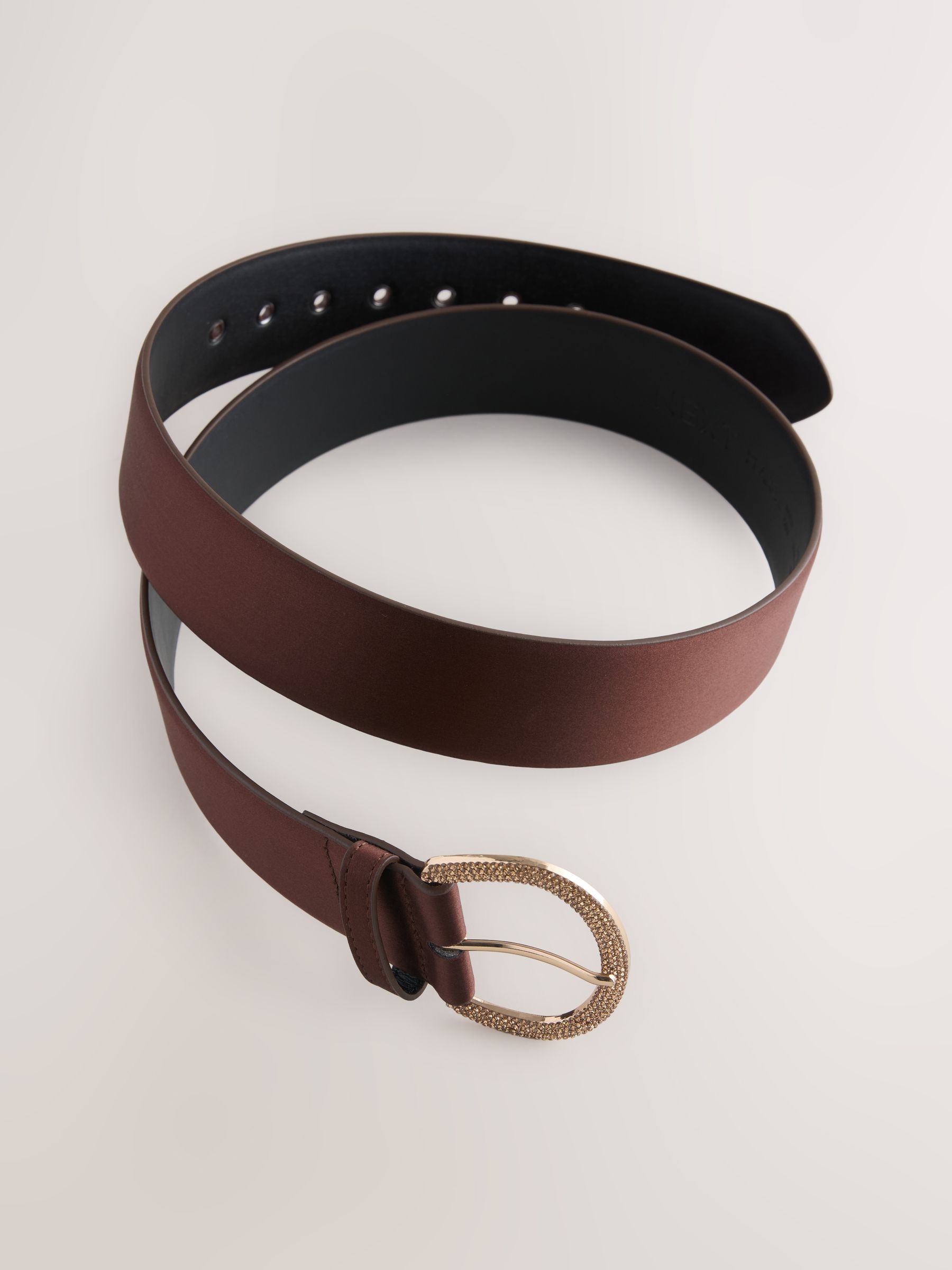 Buy Chocolate Brown Satin Belt with Diamante Buckle from Next USA
