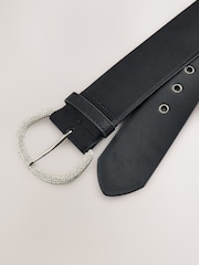 Black Satin Belt with Diamante Buckle - Image 3 of 3