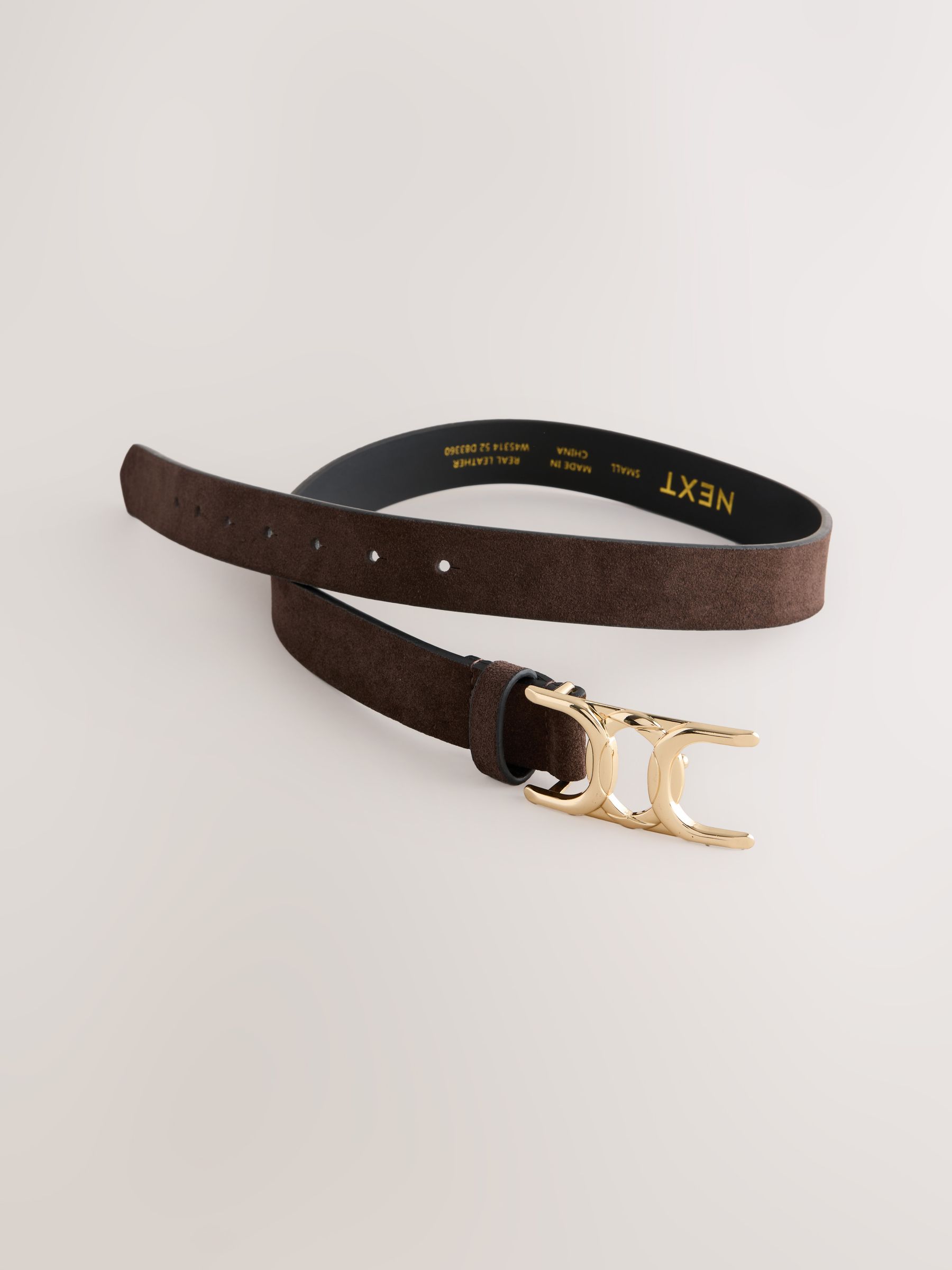 Buy Chocolate Brown Suede Regular Statement Buckle Leather Belt
