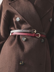 Maro Ciocolată/Bacă - Pachet curele subțiri PU 2 - Imaginea 7 din 7