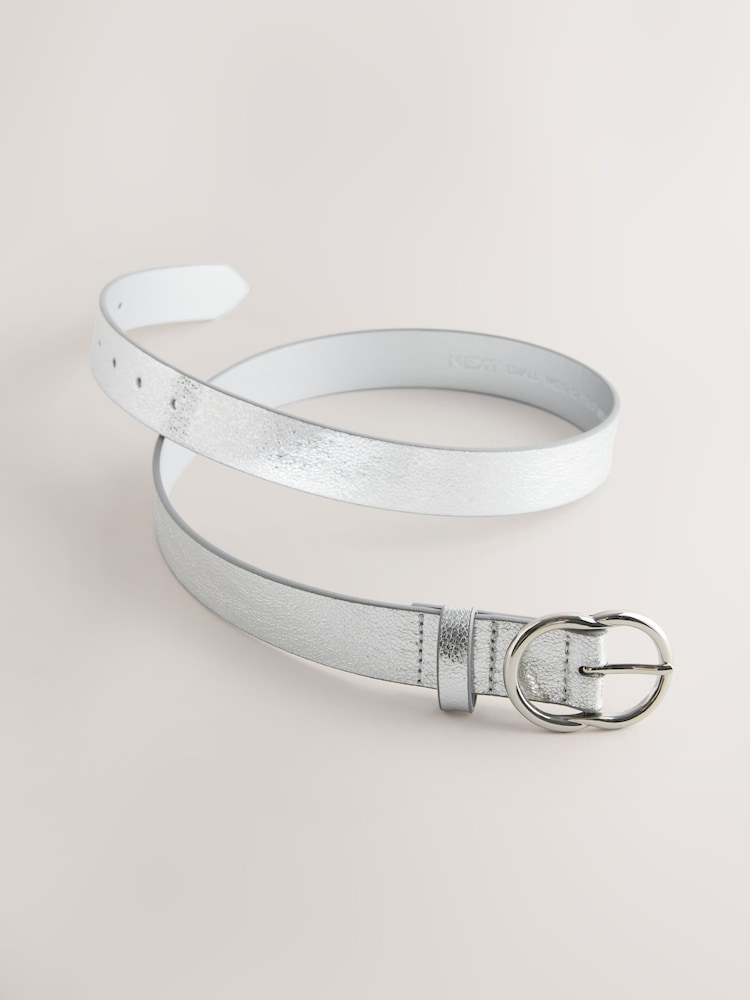 Silver Crackle Regular PU Belt - Image 2 of 3 Silver Crackle Regular PU Belt - Image 2 of 3