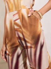 Lipsy Neutral Palm Printed Jumpsuit With Detachable Straps - Image 2 of 4