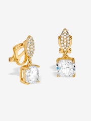 Jon Richard Gold Tone Cubic Zirconia Clip Drop Earrings - Image 1 of 2