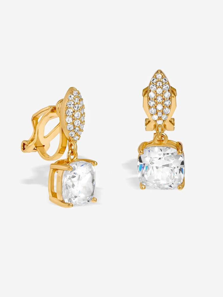 Jon Richard Gold Tone Cubic Zirconia Clip Drop Earrings - Image 1 of 2