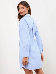 Lipsy Blue Stripe Poplin Long Sleeve Mini Shirt Dress - Image 4 of 4