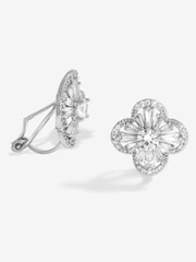 Jon Richard Silver Tone Rhodium Plated Clover Clip Earrings - Image 1 of 1