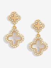 Jon Richard Gold Tone Mother Of Pearl Double Drop Clover Earrings - Image 1 of 1
