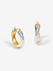 Jon Richard Silver Tone Two Tone Hoop Earrings - Image 1 of 1