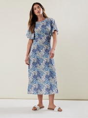 Long Tall Sally Blue Angel Sleeve Tea Midi Dress - Image 1 of 5