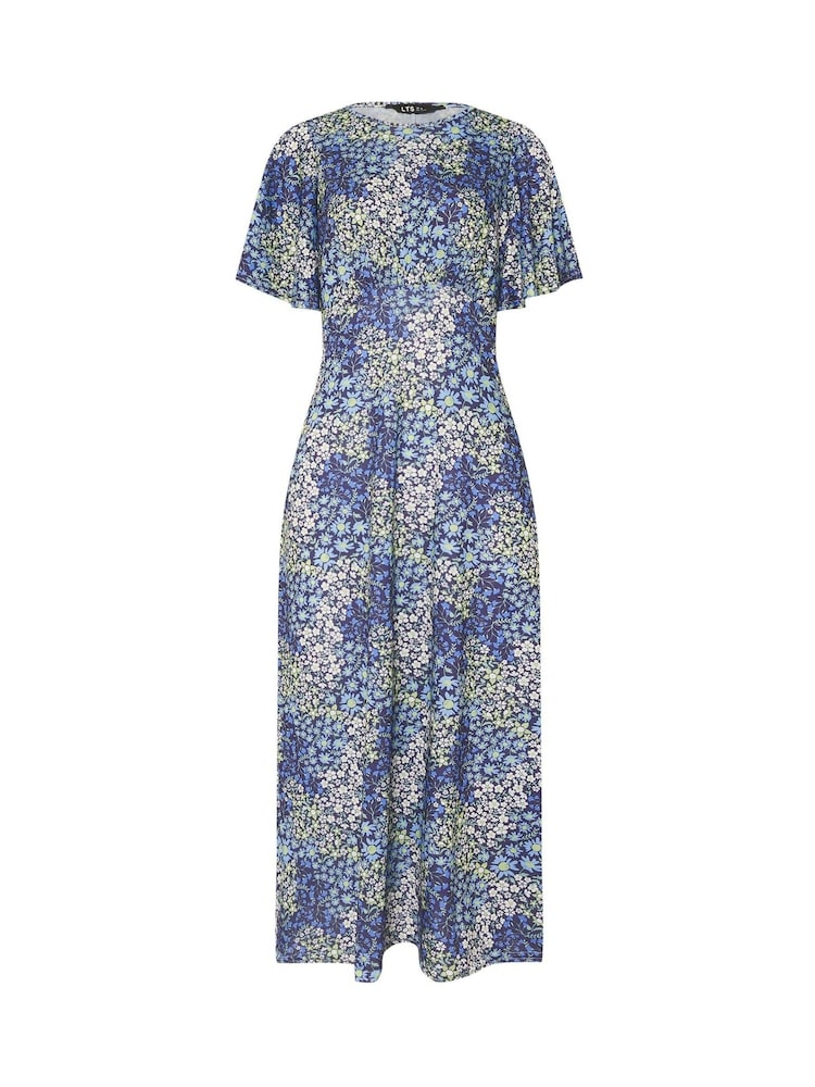 Long Tall Sally Blue Angel Sleeve Tea Midi Dress - Image 5 of 5