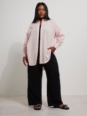 Yours Curve Pink Long Sleeve Shirt Containing Linen - Image 2 of 5