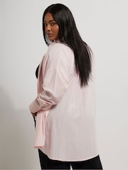 Yours Curve Pink Long Sleeve Shirt Containing Linen - Image 3 of 5