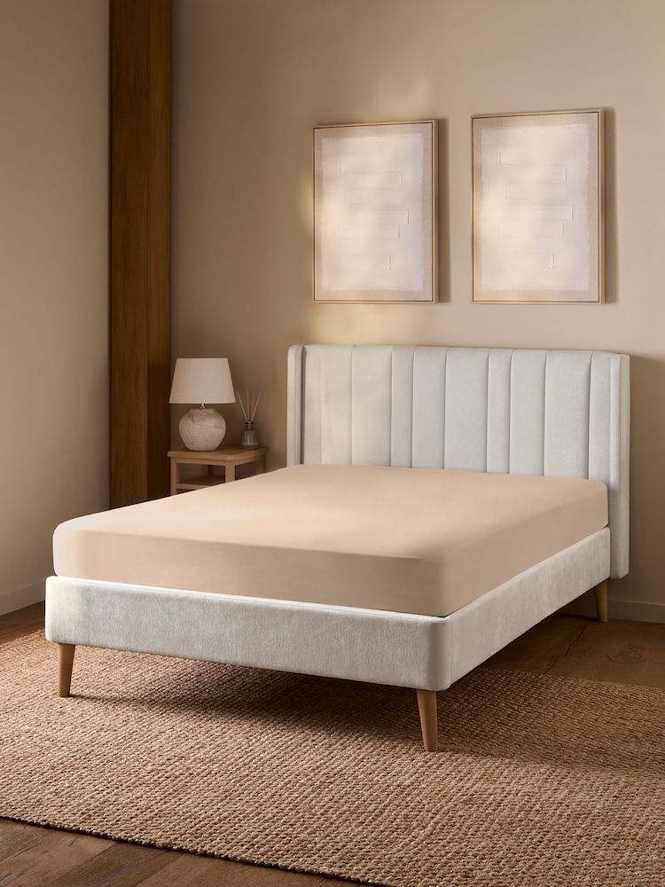 Smart Chenille Oyster Natural Madeira Upholstered Bed Frame - Image 2 of 7
