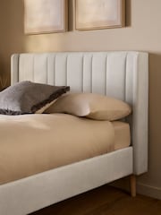 Smart Chenille Oyster Natural Madeira Upholstered Bed Frame - Image 3 of 7