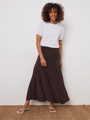 M&Co Brown Plain Godet Maxi Skirt - Image 2 of 4