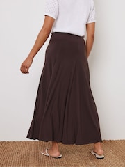 M&Co Brown Plain Godet Maxi Skirt - Image 3 of 4