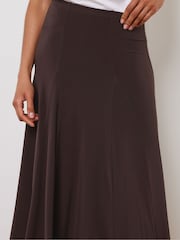 M&Co Brown Plain Godet Maxi Skirt - Image 4 of 4