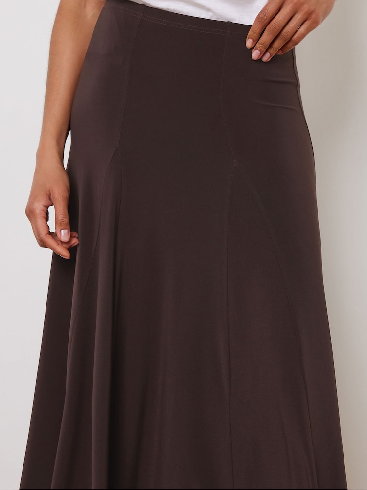 M&Co Brown Plain Godet Maxi Skirt - Image 4 of 4