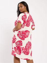 Yours Curve Red Notch Neck Tunic Dress - Image 3 of 5
