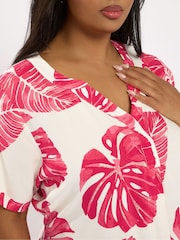 Yours Curve Red Notch Neck Tunic Dress - Image 4 of 5