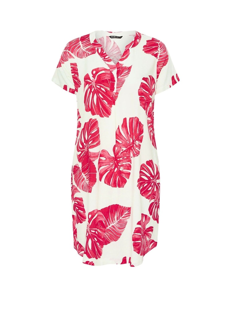 Yours Curve Red Notch Neck Tunic Dress - Image 5 of 5