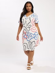 Yours Curve Off white Notch Neck Tunic Dress - Image 2 of 5