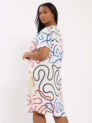 Yours Curve Off white Notch Neck Tunic Dress - Image 3 of 5