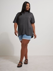 Yours Curve Grey Luxury Boxy T-Shirt - Image 2 of 5