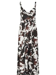 PixieGirl Petite Brown ITY Cow Print Maxi Dress - Image 6 of 6
