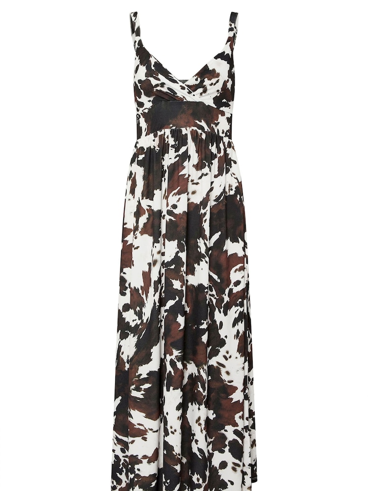 PixieGirl Petite Brown ITY Cow Print Maxi Dress - Image 6 of 6