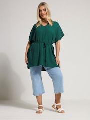 Yours Curve Green Co-Ord Grown on Belted Tunic - Image 3 of 5