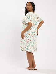Yours Curve White Notch Neck Tunic Dress - Image 3 of 5