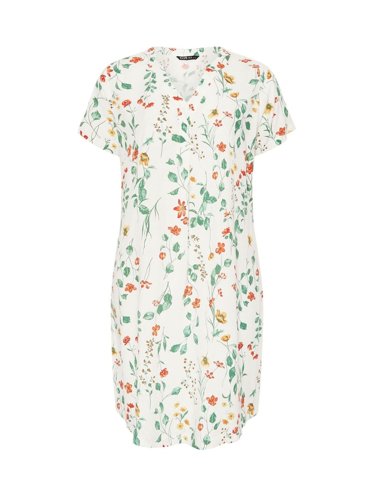 Yours Curve White Notch Neck Tunic Dress - Image 5 of 5