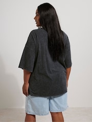 Yours Curve Grey Oversized Boxy T-Shirt - Image 2 of 6