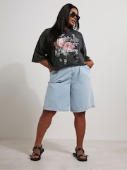 Yours Curve Grey Oversized Boxy T-Shirt - Image 3 of 6