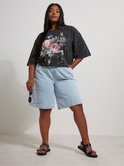 Yours Curve Grey Oversized Boxy T-Shirt - Image 4 of 6