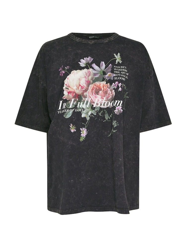 Yours Curve Grey Oversized Boxy T-Shirt - Image 6 of 6
