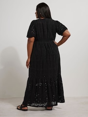 Yours Curve Black Broderie Tea Dress - Image 3 of 5