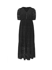 Yours Curve Black Broderie Tea Dress - Image 5 of 5